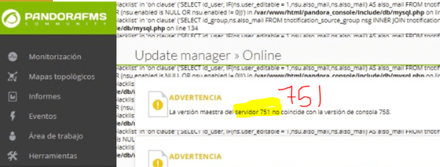 Error al actualizar PFMS de la 751