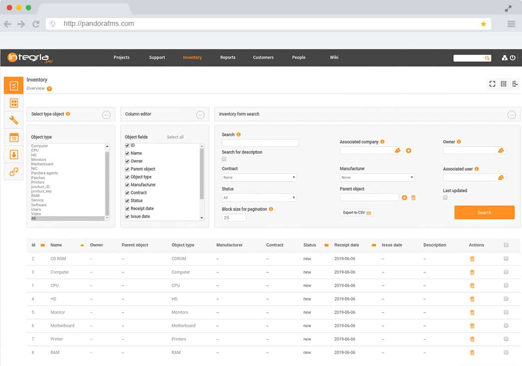 Captura Integria IMS: gestion de incidencias consola