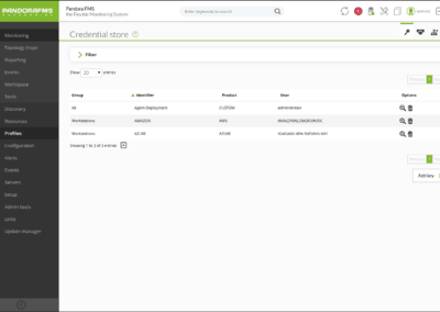 Pandora FMS Discovery credential store