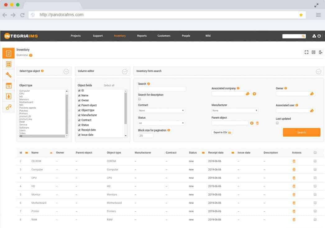 Captura Integria IMS: gestion de incidencias consola