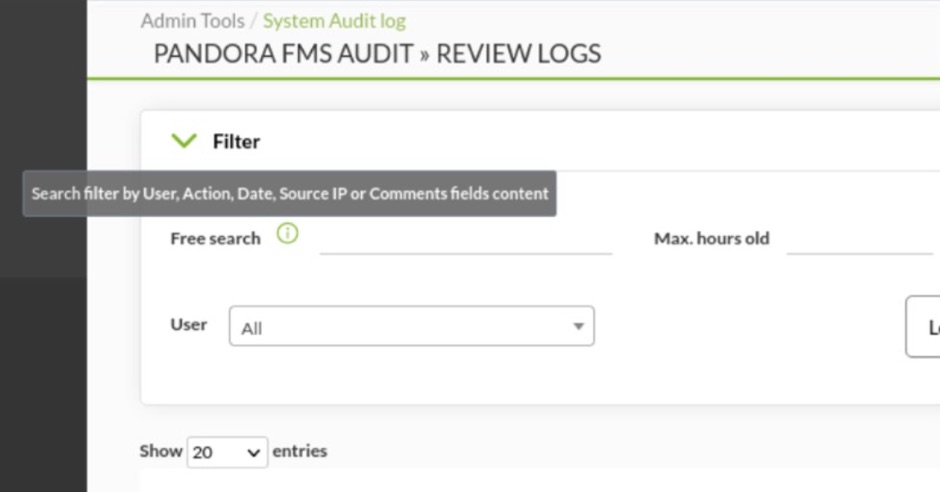 Pandora FMS log viewer Pandora FMS log viewer