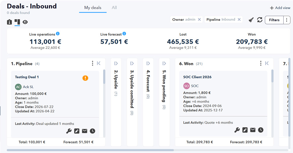 Deals system in Pandora ITSM 109